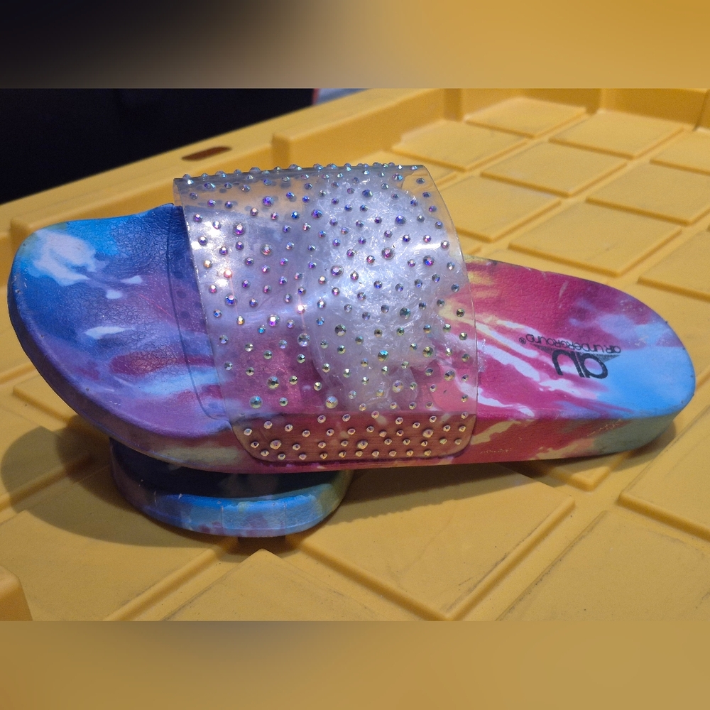 Colorful Slide Sandals with Rhinestones - Picture 2 of 4